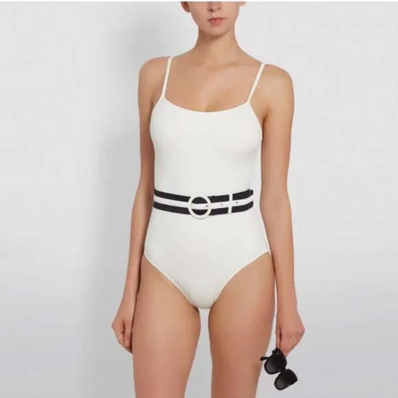 SOLID & STRIPED Nina Belted Swimsuit cream - Picture 2 of 12